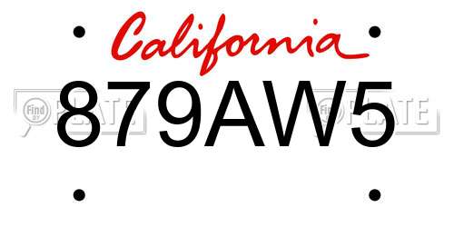 879AW5 California License Plate