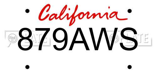 879AWS California License Plate