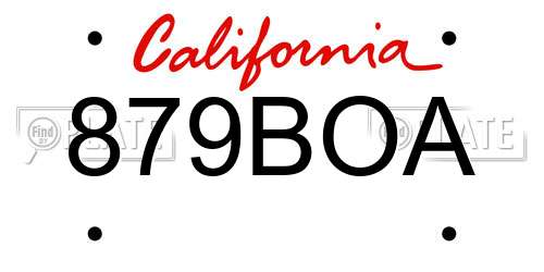 879BOA California License Plate