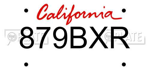 879BXR California License Plate
