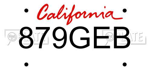 879GEB California License Plate