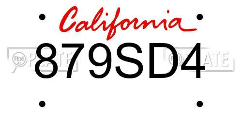879SD4 California License Plate