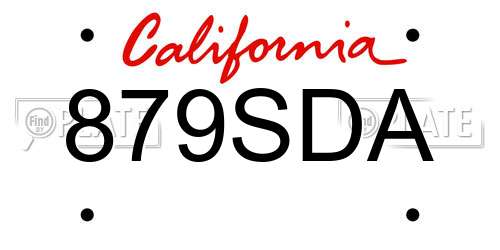 879SDA California License Plate