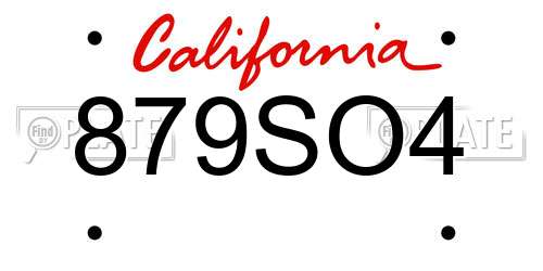 879SO4 California License Plate