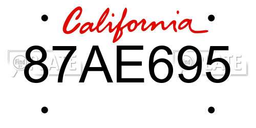 87AE695 California License Plate