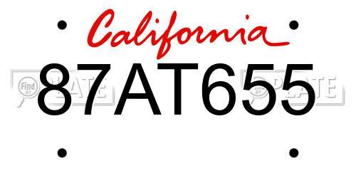 87AT655 California License Plate