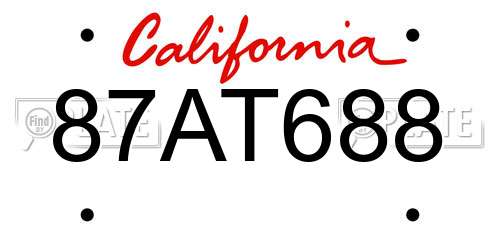 87AT688 California License Plate