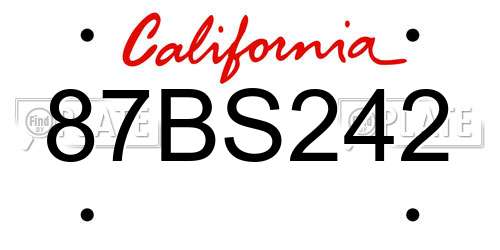 87BS242 California License Plate