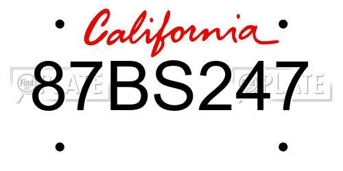 87BS247 California License Plate