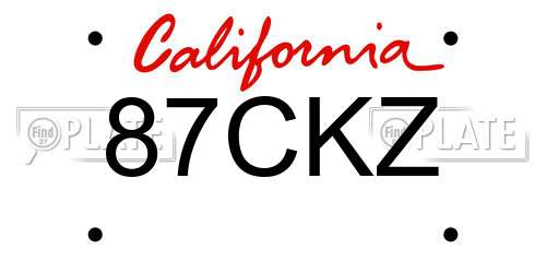 87CKZ California License Plate