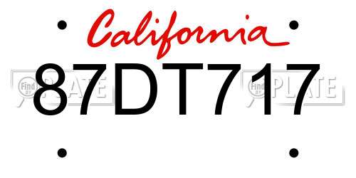 87DT717 California License Plate