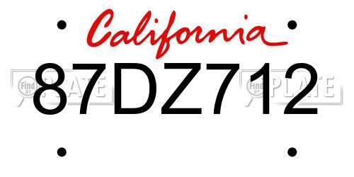 87DZ712 California License Plate