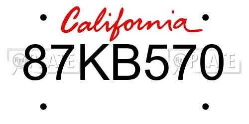 87KB570 California License Plate