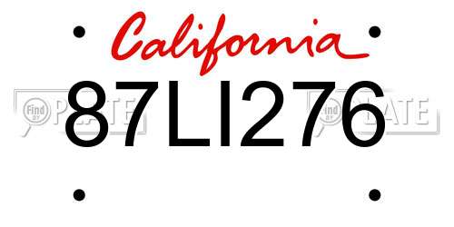 87LI276 California License Plate