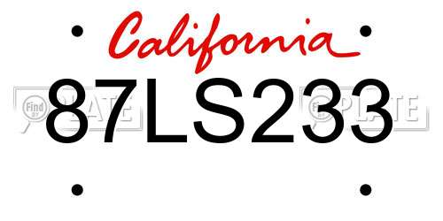 87LS233 California License Plate