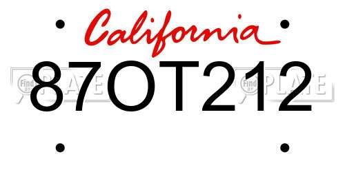 87OT212 California License Plate
