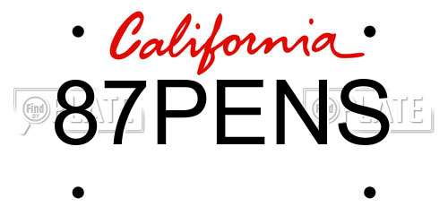 87PENS California License Plate