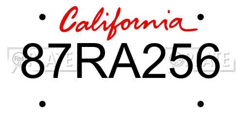 87RA256 California License Plate