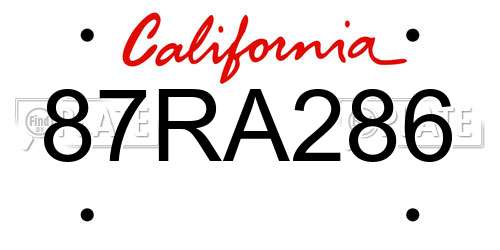87RA286 California License Plate