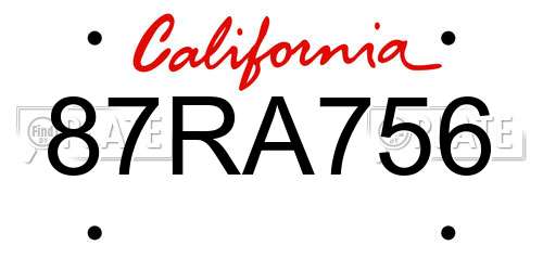87RA756 California License Plate