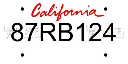 87RB124 California License Plate