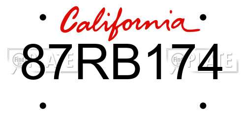 87RB174 California License Plate