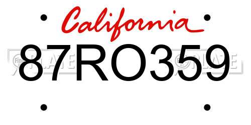 87RO359 California License Plate