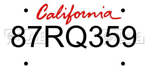87RQ359 California License Plate