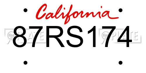 87RS174 California License Plate