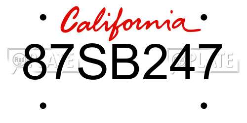 87SB247 California License Plate