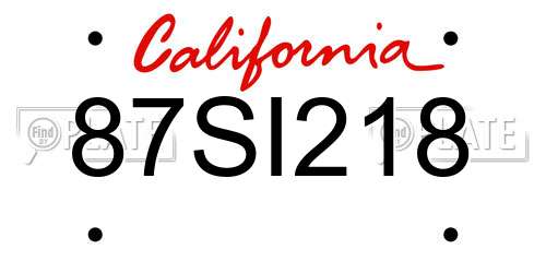 87SI218 California License Plate