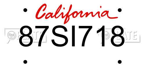 87SI718 California License Plate