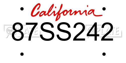 87SS242 California License Plate