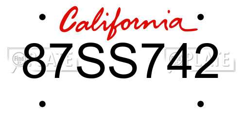 87SS742 California License Plate