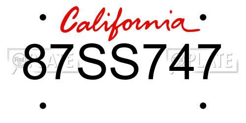 87SS747 California License Plate
