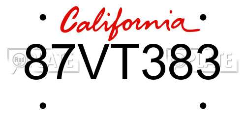 87VT383 California License Plate