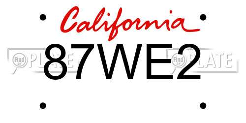 87WE2 California License Plate