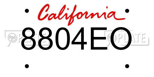8804EO California License Plate
