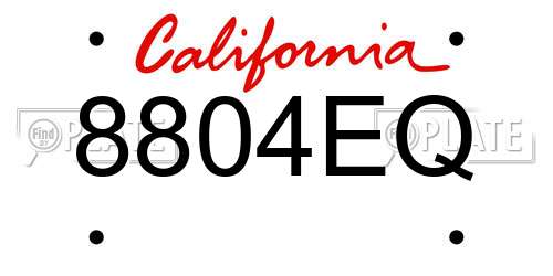 8804EQ California License Plate