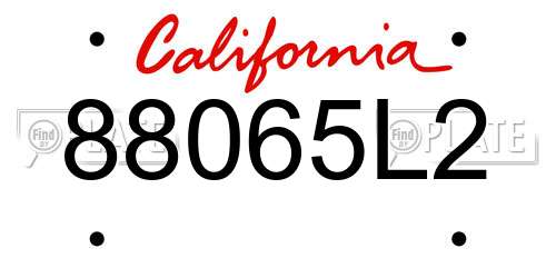 88065L2 California License Plate