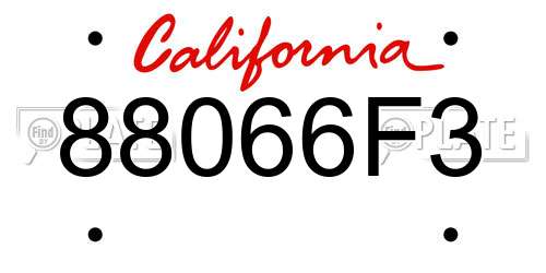 88066F3 California License Plate