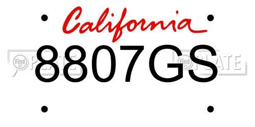 8807GS California License Plate