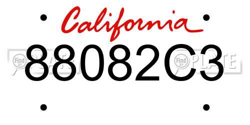 88082C3 California License Plate
