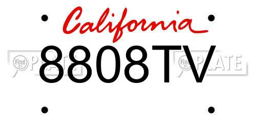 8808TV California License Plate