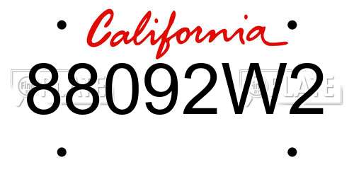 88092W2 California License Plate