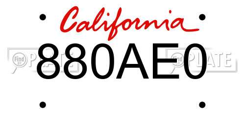 880AE0 California License Plate