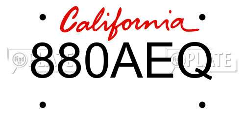 880AEQ California License Plate