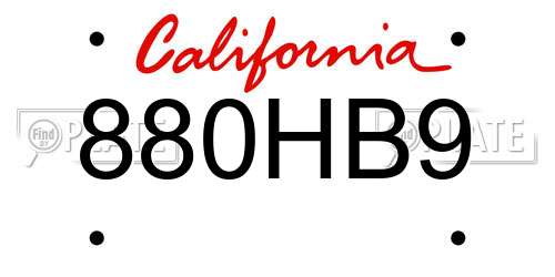 880HB9 California License Plate