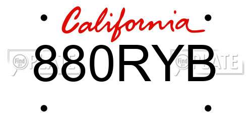 880RYB California License Plate