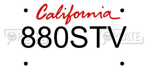 880STV California License Plate